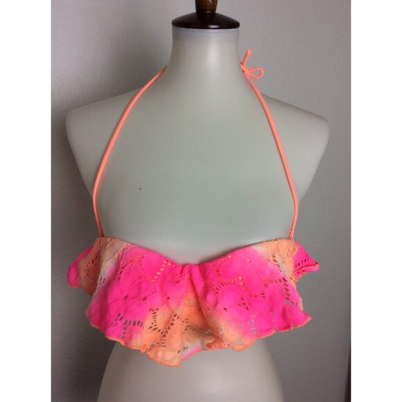 Victoria's Secret Bikini Top Floral Eyelet Ombre Swimwear - Picture 1 of 9